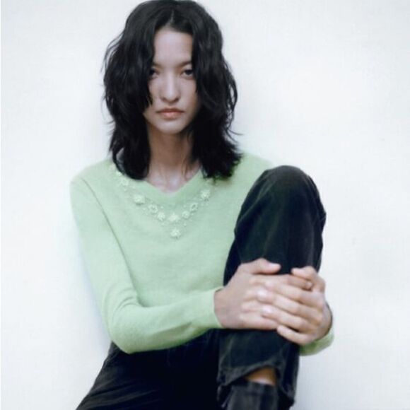 ZARA KNIT PEARLS SWEATER - Picture 5 of 10